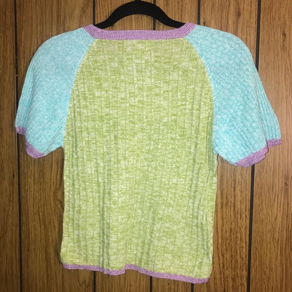 Vintage large blue purple green crop top - Picture 3 of 6